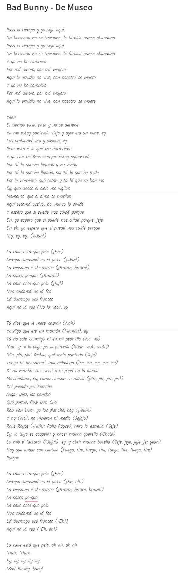 Bad Bunny De Museo Gambar Lirik / Image Lyrics