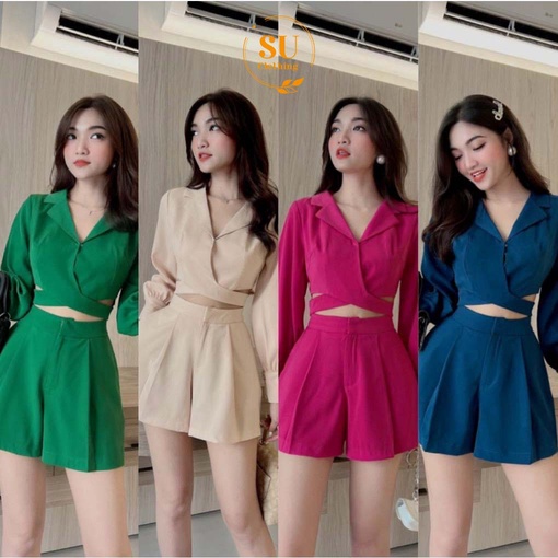 SET VEST TAY DÀI HỞ EO PHỐI QUẦN ỐNG RỘNG