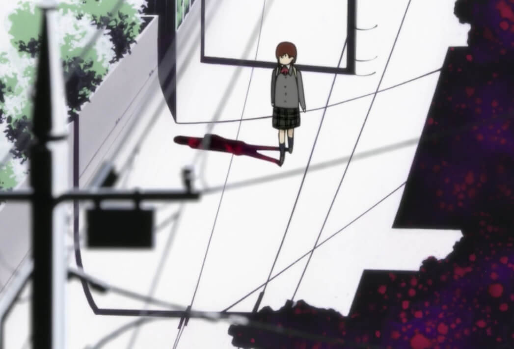 lain iwakura on the way to school