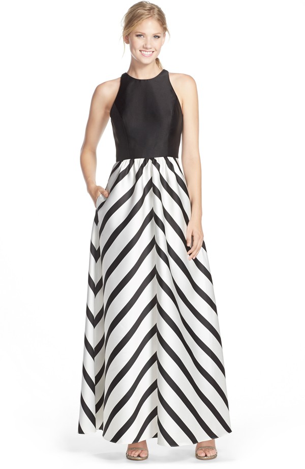 Summer Wind: Black and White Striped Gown