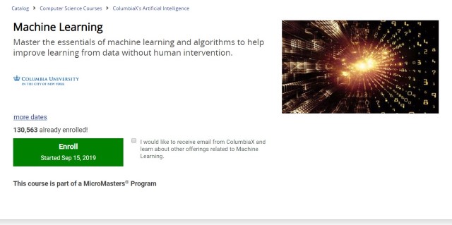 columbia university machine learning online