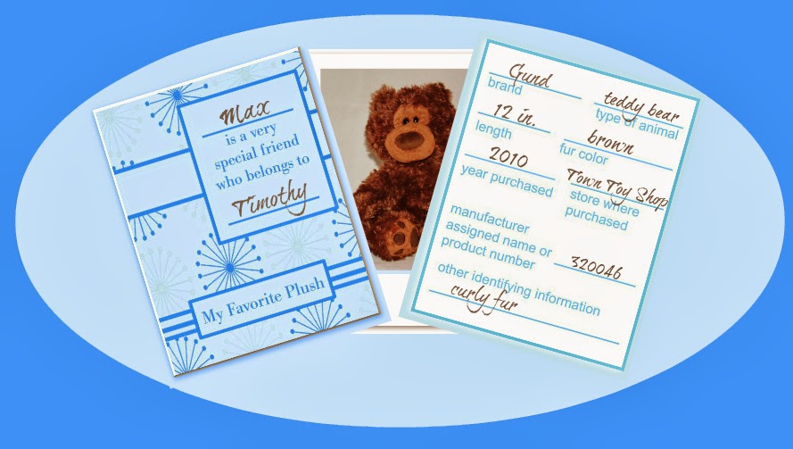 Blueberry Dreaming Free Printable Stuffed Animal ID Card Folder Blue