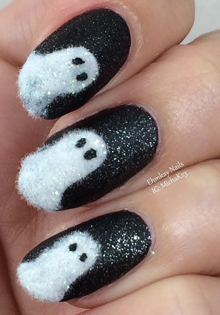 ehmkay nails: Fuzzy Ghost Halloween Nail Art