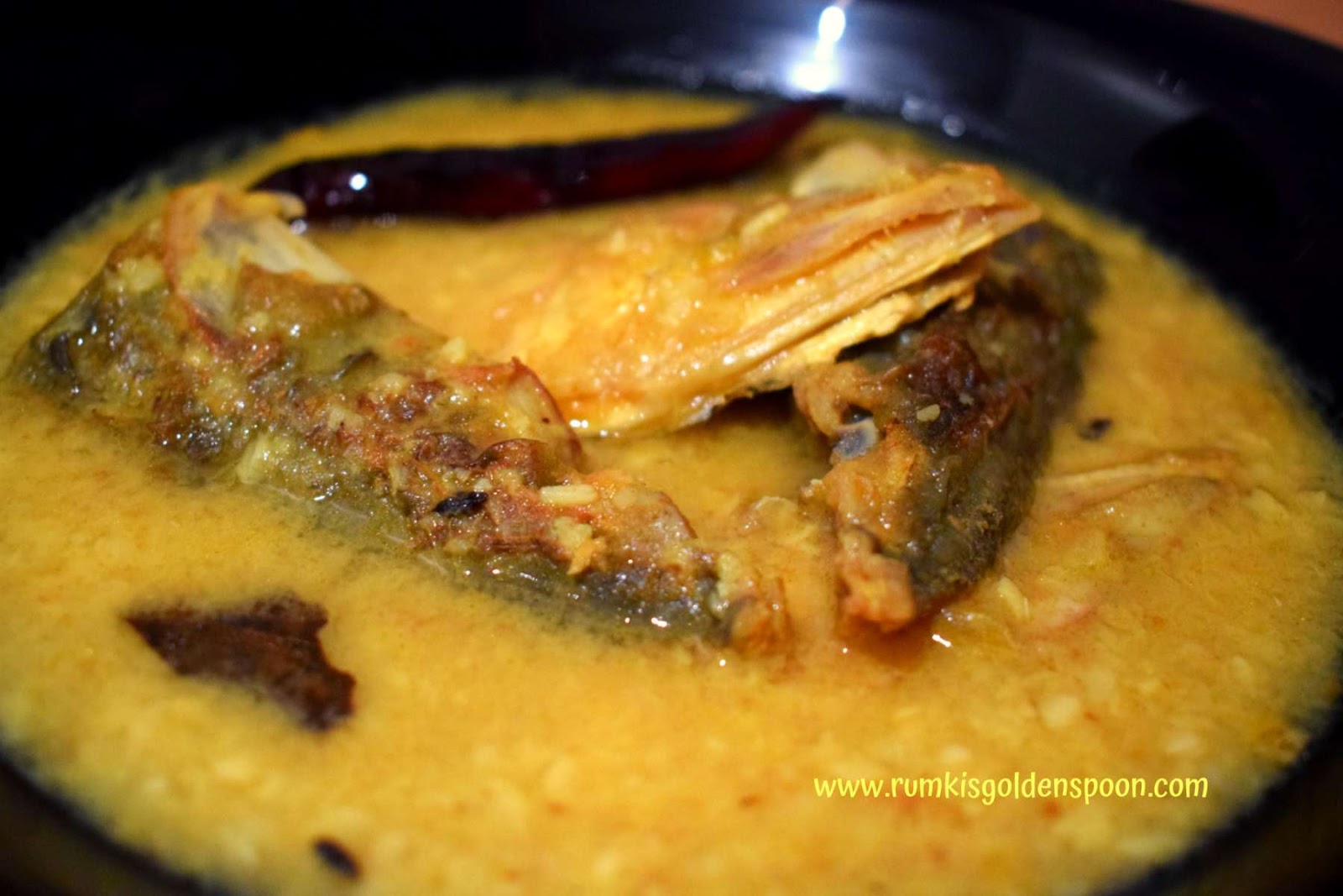 Indian Recipe, Bengali Cuisine, Non Vegetarian, Fish Recipe, Ilish Macher Muro/Matha Diye Moong Dal (Yellow Lentils with Hilsa Fish Head), Rumki's Golden Spoon, Quick and Easy