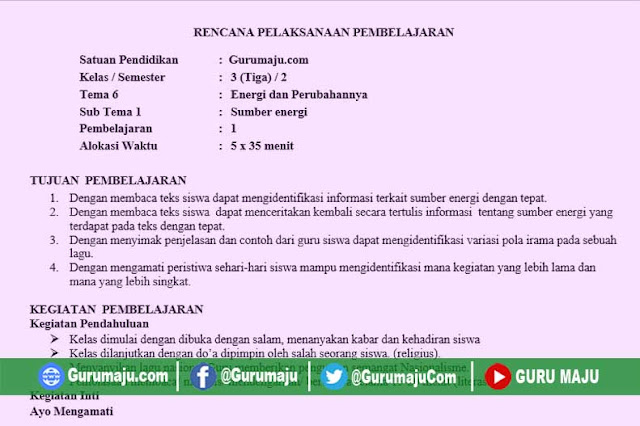 Rpp 1 Lembar Kelas 3 Semester 2 Tema 6 Revisi 2020 Guru Maju Rpp 1 Lembar Kelas 3 Semester 2 Tema 6 Revisi 2020 Guru Maju