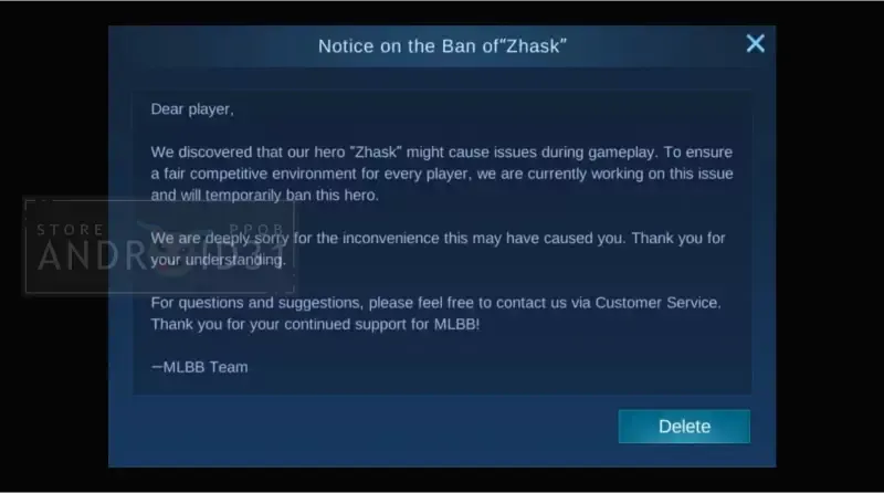 Moonton Notice Zhask Mobile Legends Banned