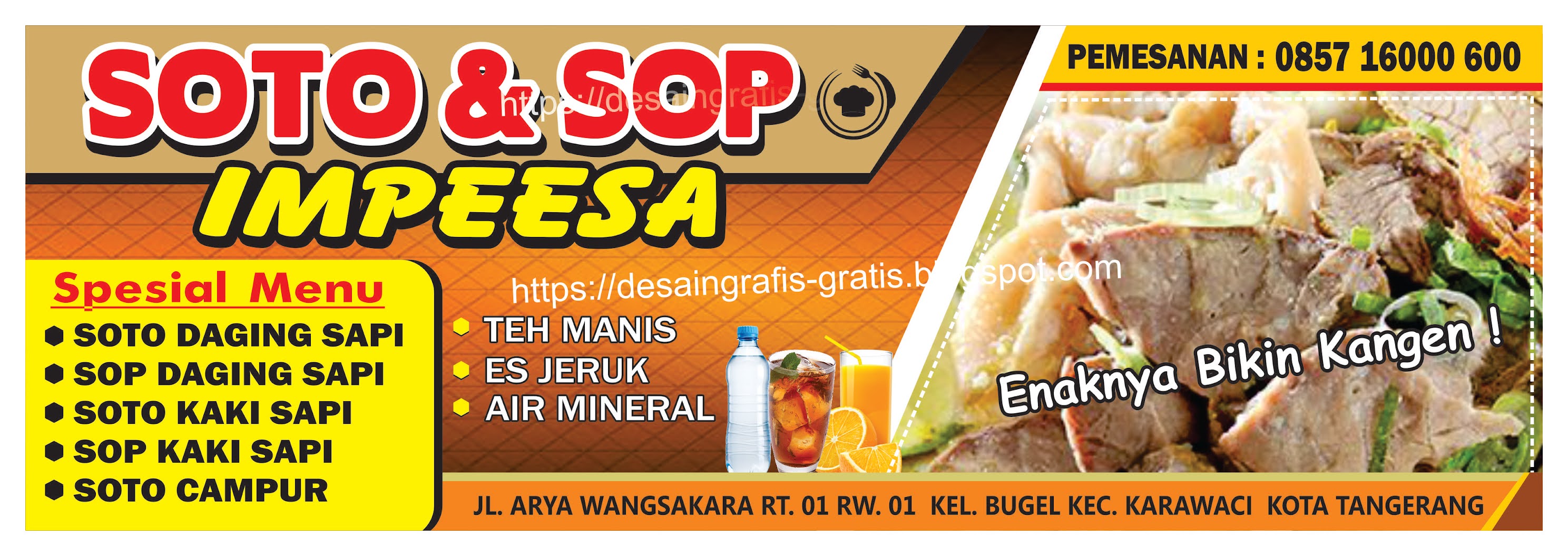 Download Desain Spanduk Soto Daging dan Sop Iga Sapi Cdr