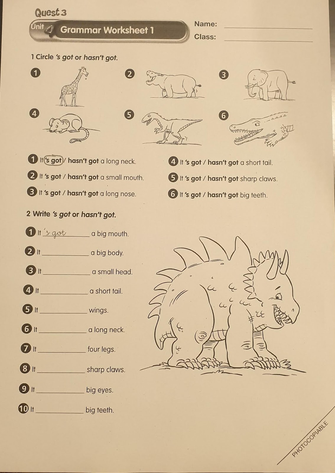 CEIP CIRUELOS INGLÉS 3º (Reinforcement, Extension and Grammar Worksheets)