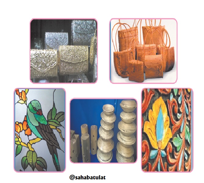 Logam terdiri dari berbagai warna, bentuk ada yang tebal dan berat ada pula yang pipih dan tipis, sehingga memiliki penampilan yang bisa dibentuk untuk kerajinan berikut merupakan bahan jenis logam