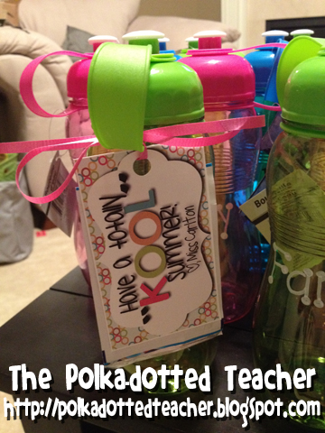end gift students teacher goodbye gifts water bottle class tag polka dotted tags them bottles personalized cute polkadottedteacher special gave