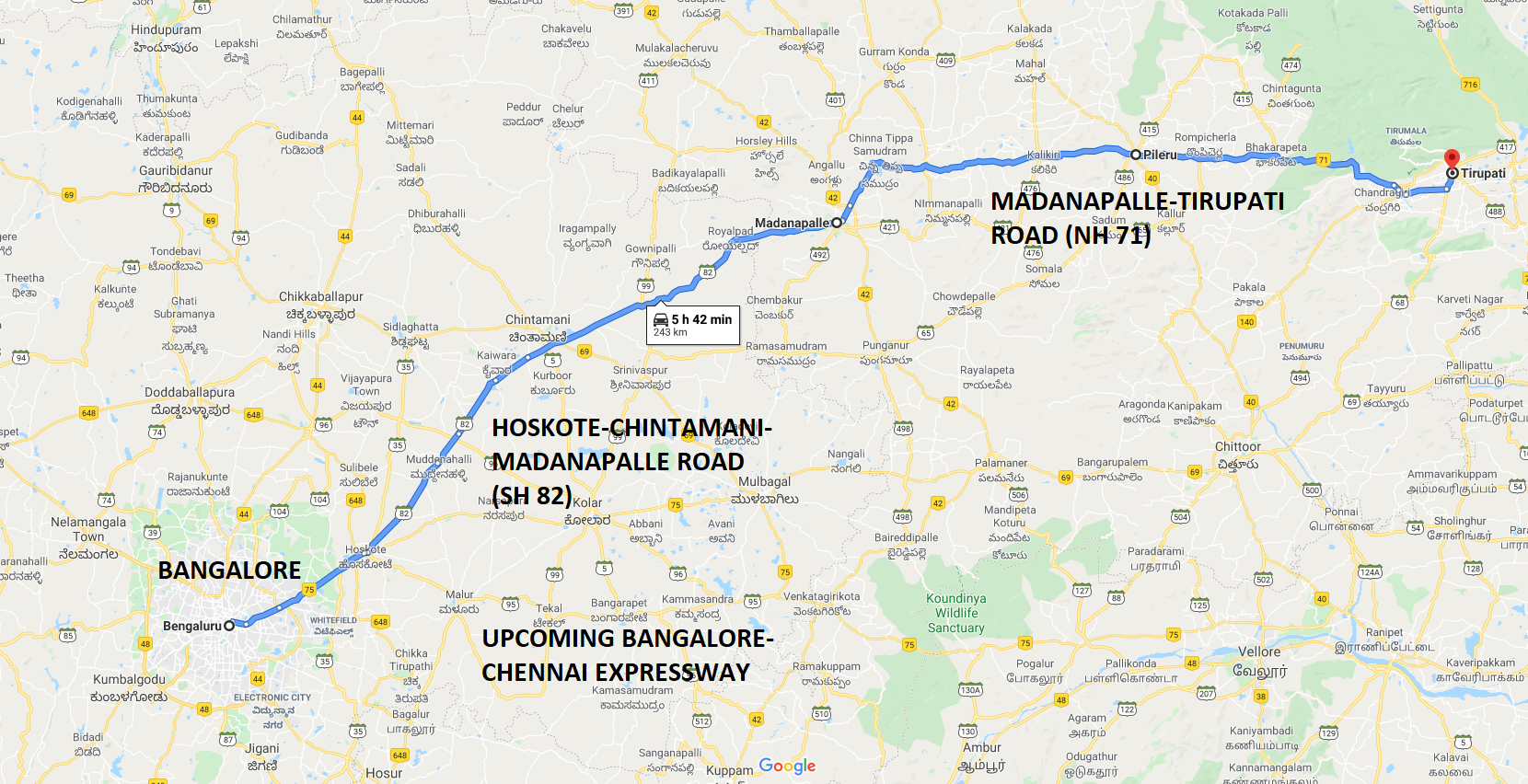 Bangalore To Madanapalle Route Map New National Highways Required For Bangalore