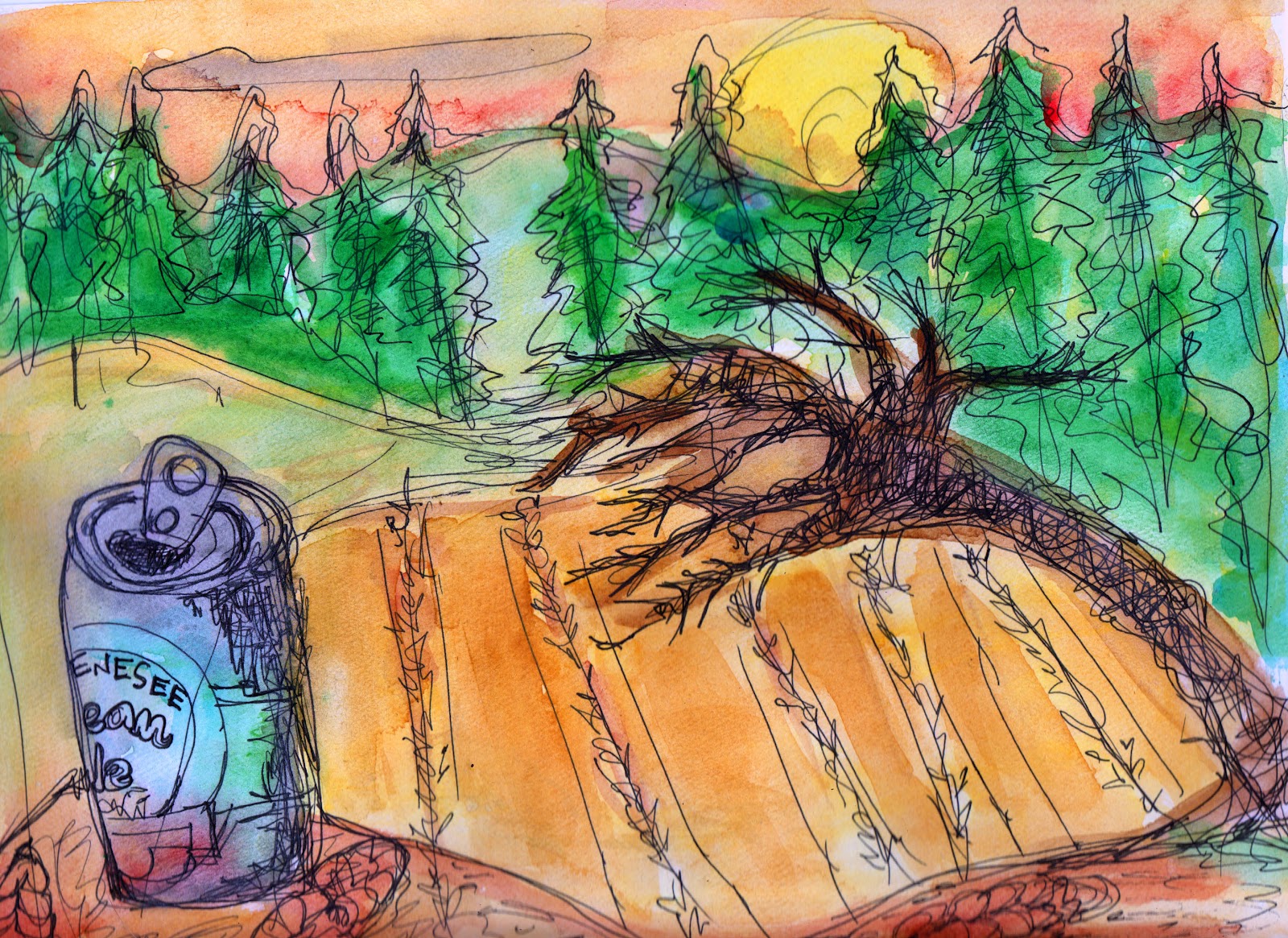 Eating & Drawing: Happy Little Trees.