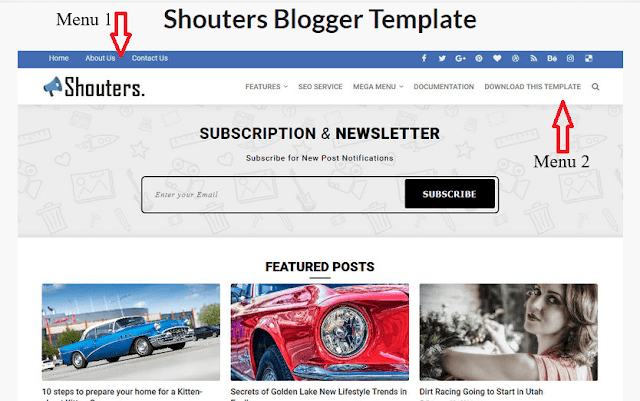 Double Menu Blogger Template