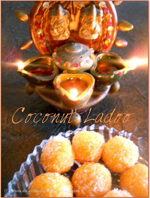 step by step instructions for making coconut ladoo diwali dessert