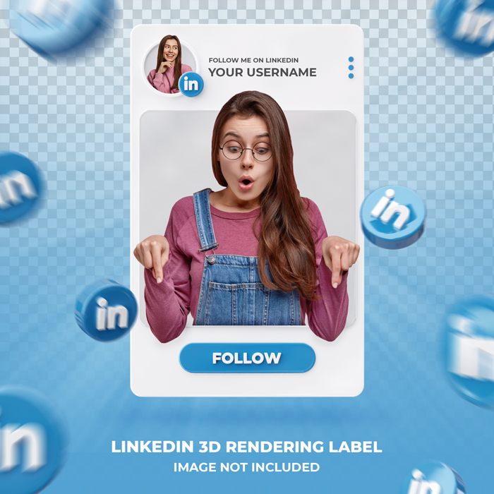 Banner Icon Profile On Linkedin-3D Lendering Label Template