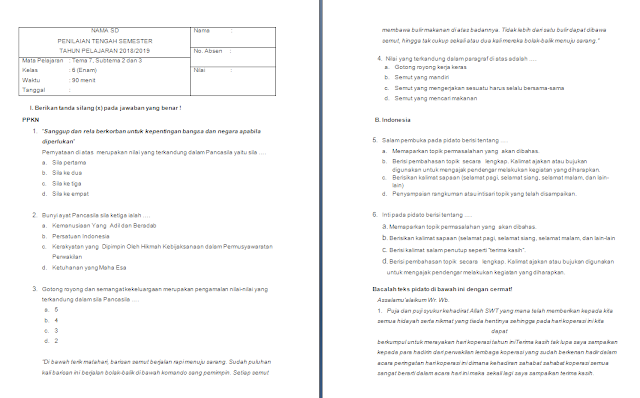 Soal uts kelas 6 tema 7 subtema 2-3