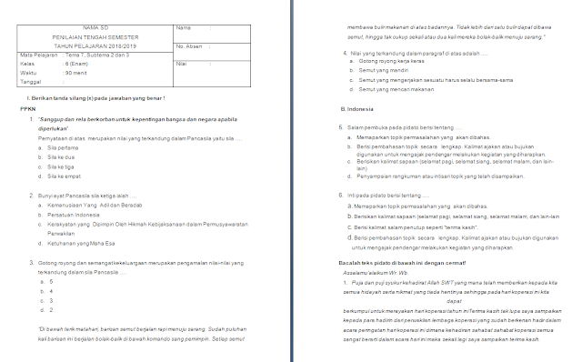 Soal uts kelas 6 tema 7 subtema 23
