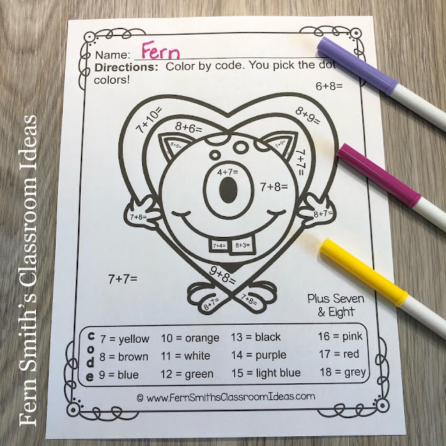 Click Here to Download This St. Valentine's Day Color By Number Love Monsters Addition, Subtraction, Multiplication, and Division Four Pack Bundle Resource to Use with Your Students Today!