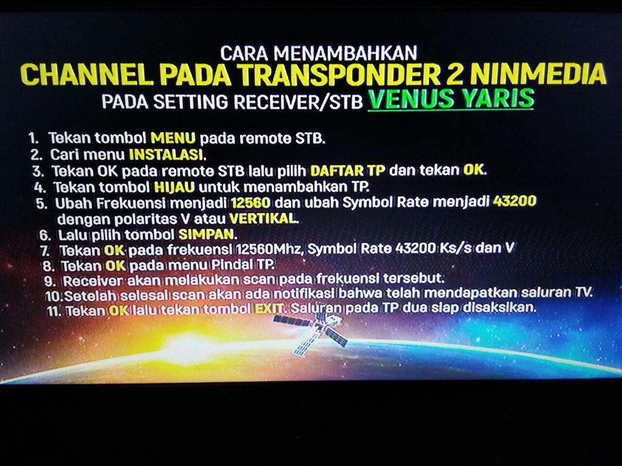 Cara Seting Receiver Parabola untuk Ninmedia / Satelit Chinasat 11 agar