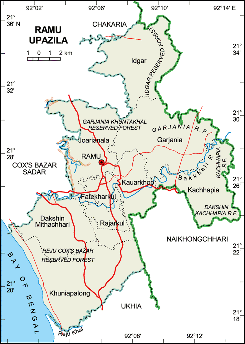 Ramu Upazila Map Cox's Bazar District Bangladesh
