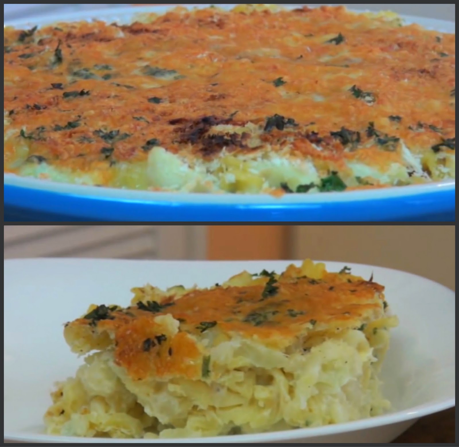 . cauliflower and cheese pasta bake!!!