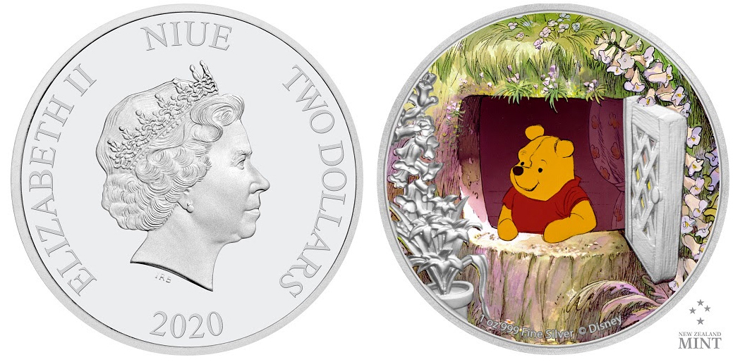 coins and more: 1418) Winnie The Pooh, Niue: A Silver $2 (Two Dollars) Coin minted by the New Zealand Mint on behalf of Niue: First Coin in a four coin series themed '