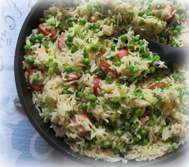 Skillet Sausage, Peas & Rice