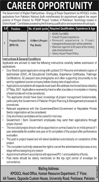 Govt Job in KPOGCL (Khyber Pakhtunkhwa Oil & Gas Company Limited) || in Peshawar, KPK, Pakistan 2021