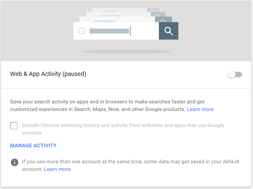 Google activity controls