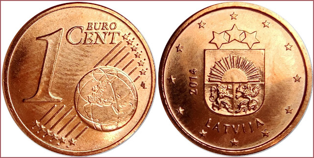 1 euro cent, 2014: Republic of Latvia (European Union)