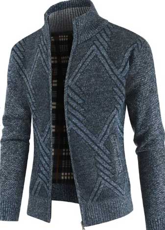 Geometric Pattern Grey Cardigan for Men