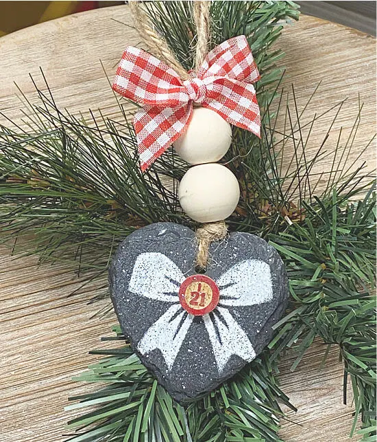 Slate heart shaped Christmas ornament