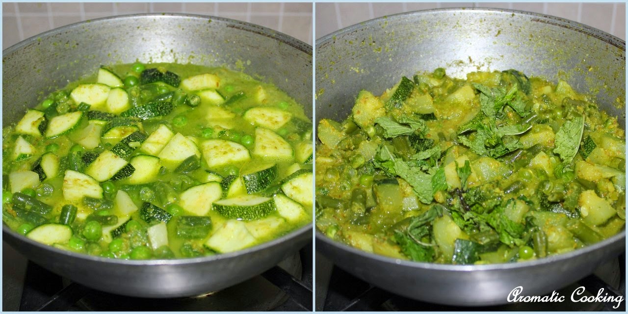 Aromatic Cooking Zucchini And Green Peas Curry