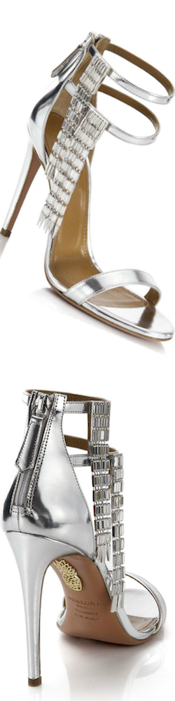 Aquazzura My Desire Metallic Leather Jeweled Sandals