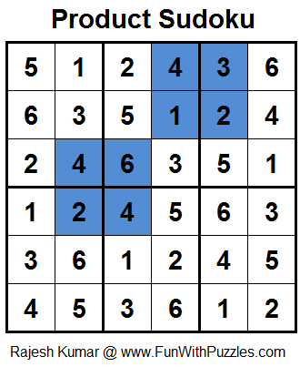 Product Sudoku (Mini Sudoku Series #21) Solution