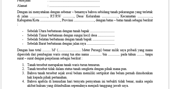 Surat Kuasa Sebidang Tanah