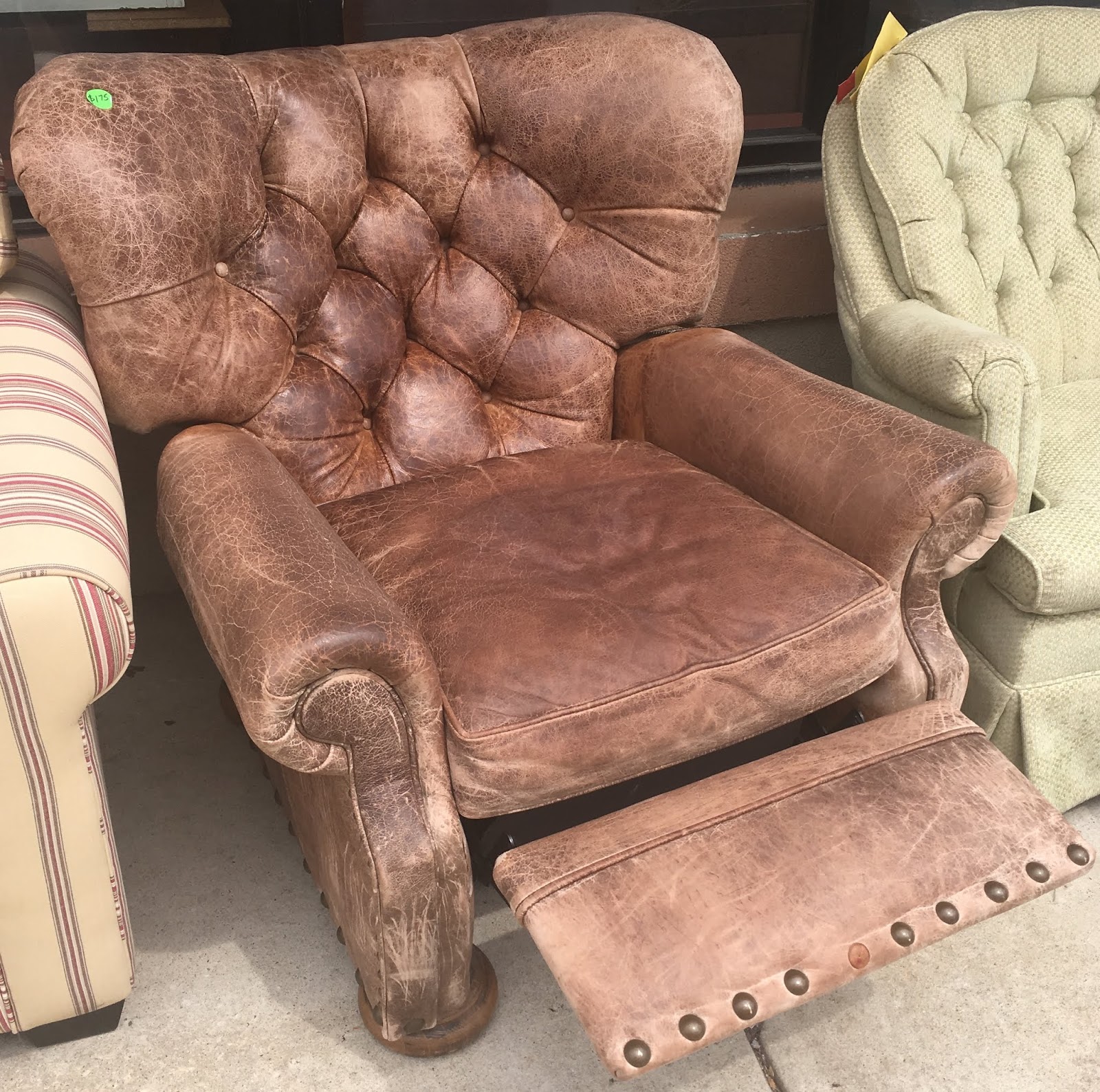 Uhuru Furniture & Collectibles Distressed Leather Recliner 175 SOLD