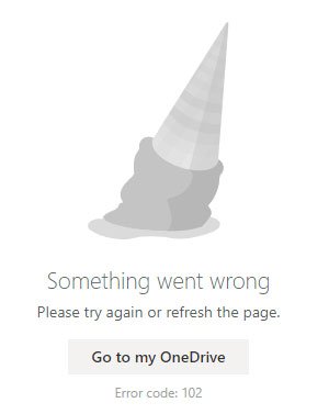 Algo salió mal Código de error: 102 en OneDrive