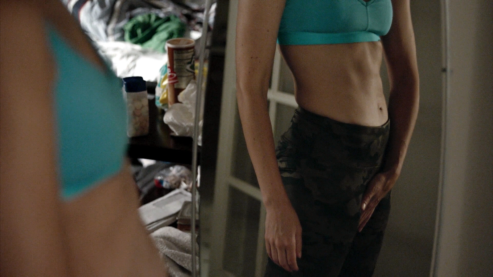 Frankie Shaw (Brief Butt+Nip Peek) in SMILF S1E4.