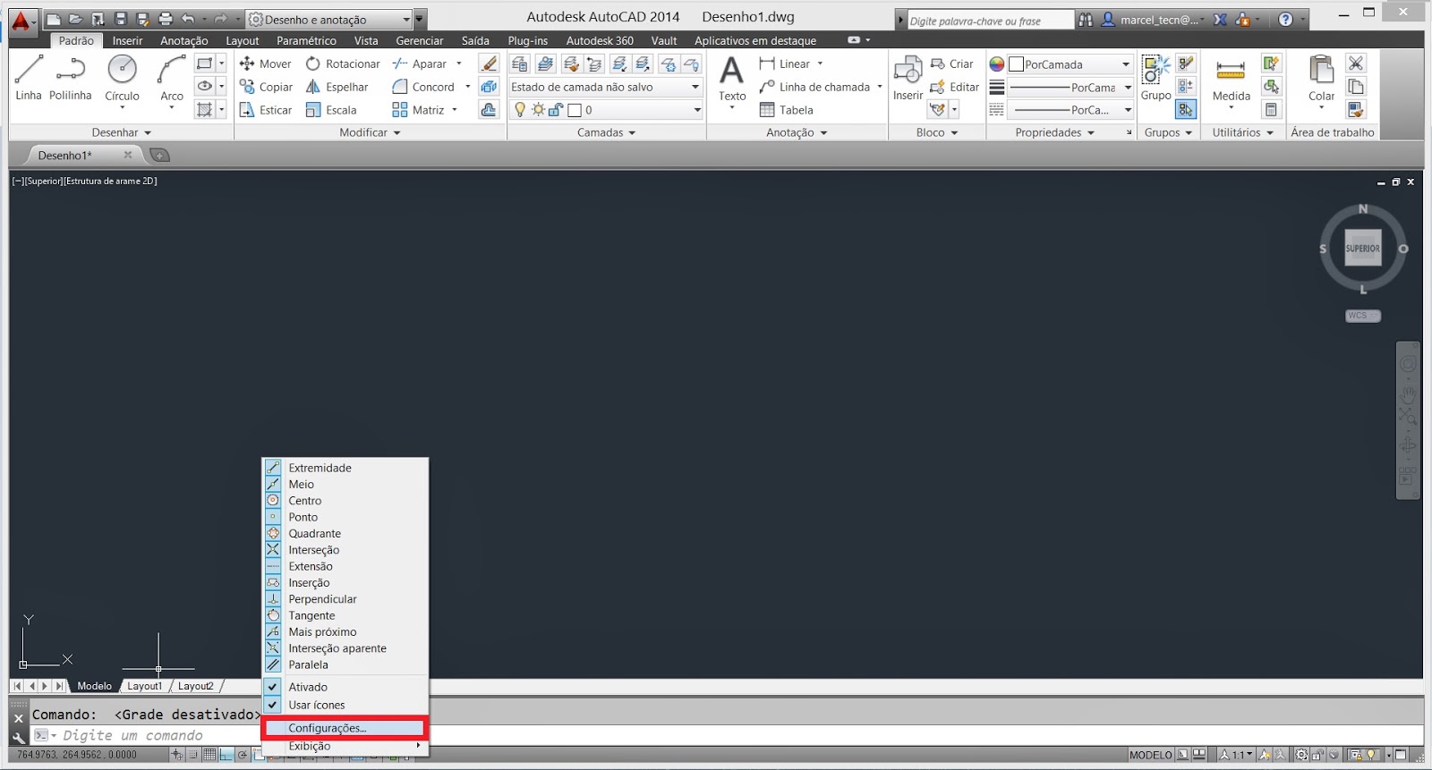 Transição Rascunho\Projeto: Interface do AutoCAD e os Primeiros Traços