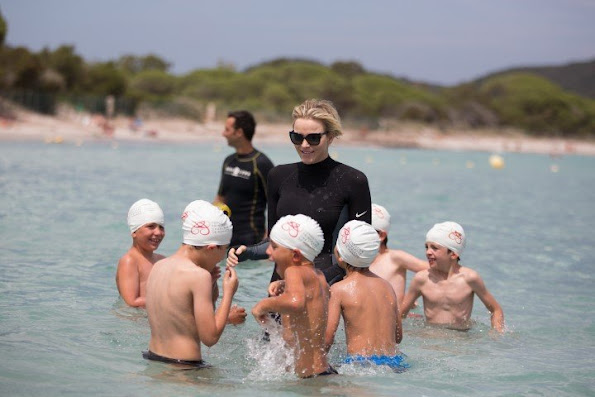 Prince Albert and Princess Charlene of Monaco visited Palombaggia beach as part of Water Safety in the Corsica.