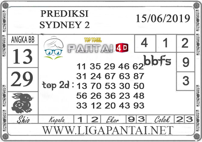 PREDIKSI TOGEL “SYDNEY 2” PANTAI4D, 15 JUNI 2019 PREDIKSI TOGEL “SYDNEY 2” PANTAI4D, 15 JUNI 2019