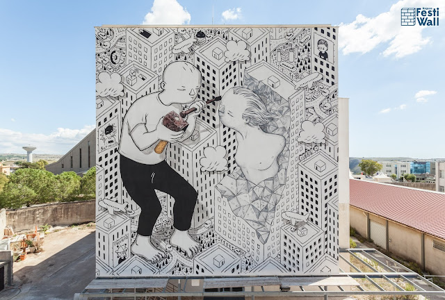 A few days ago, the Festi Wall Street Art Festival took place on the sunny streets of Ragusa, a city and comune in southern Italy where Millo created a new piece.