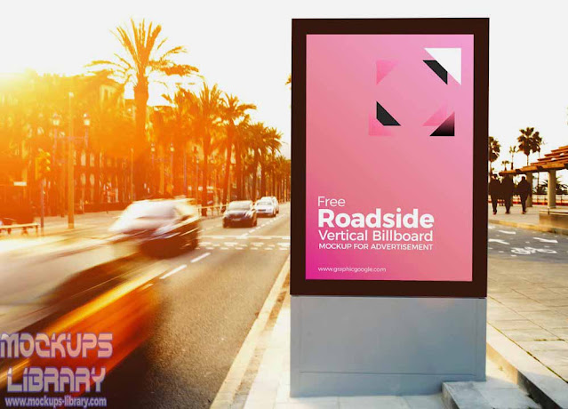 roadside vertical billboard mockup