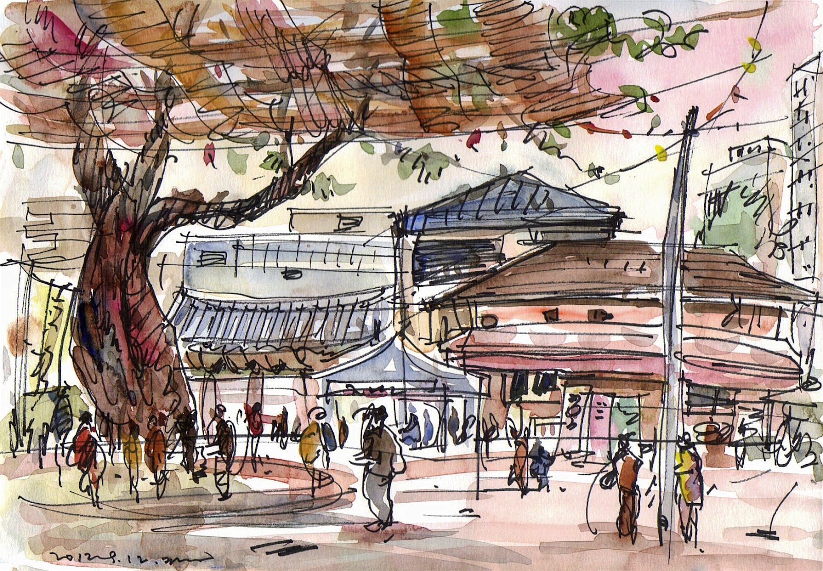 Корея рисунки для срисовки город