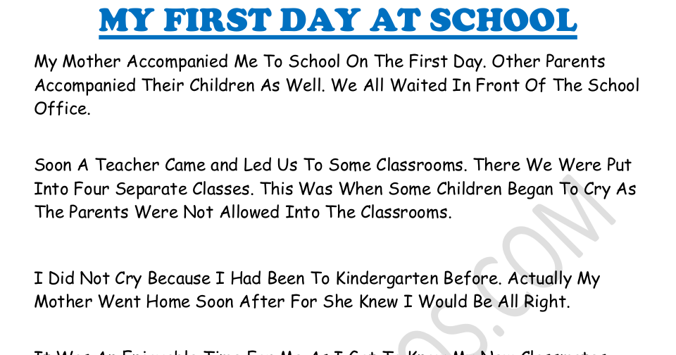 write a narrative essay about your first day in school