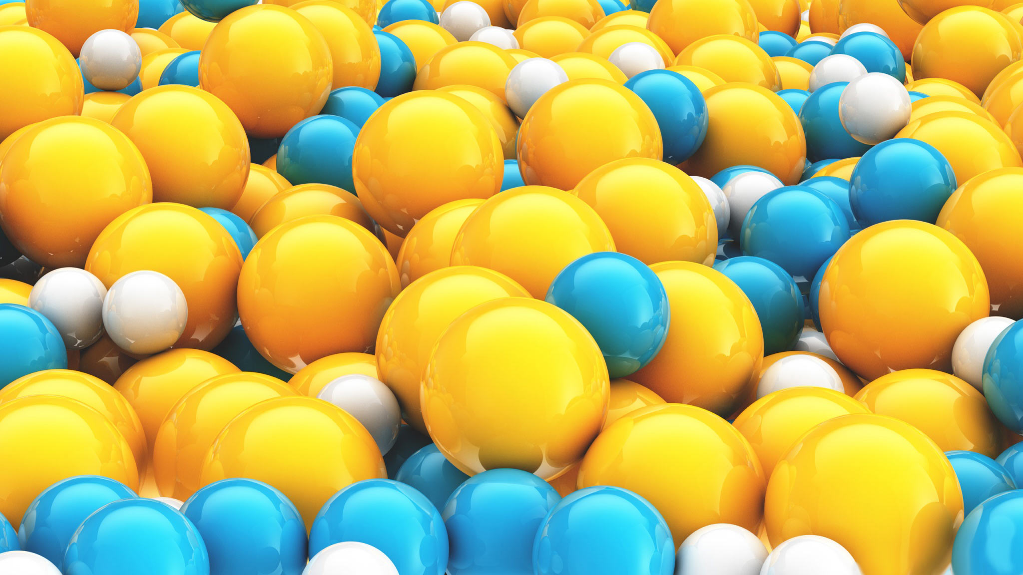 3 d balls. Яркие воздушные шары. Яркий фон. Цветные шары. Желто голубой.