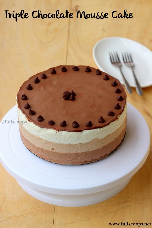 Triple Chocolate Mousse Cake ~ Full Scoops - A food blog with easy ...