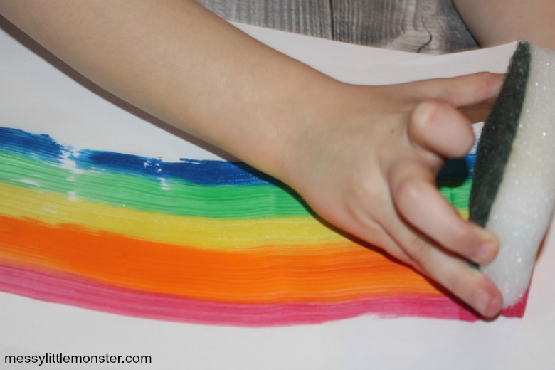 rainbow sponge painting