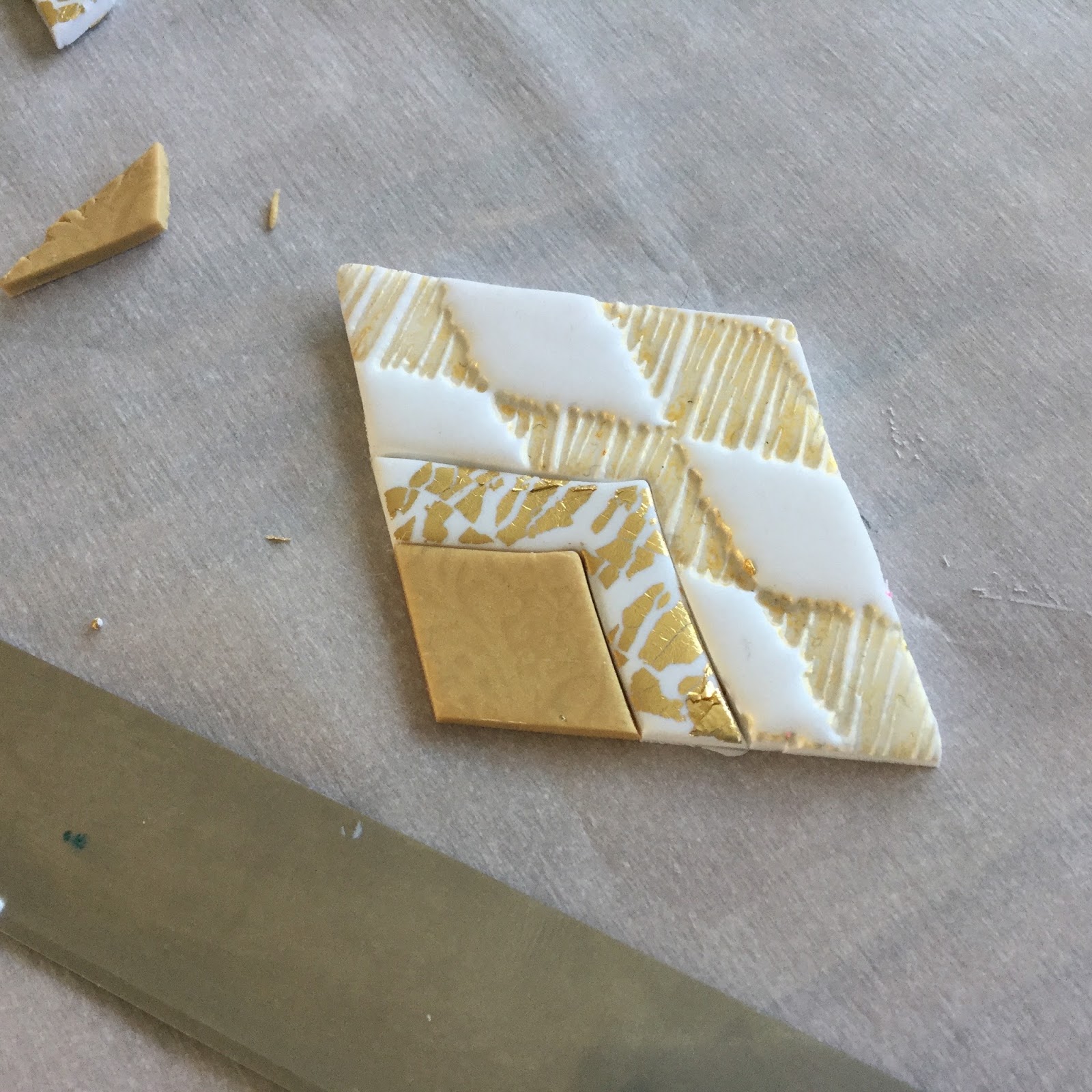 Golden Diamonds Polymer Clay Pendants Tutorial